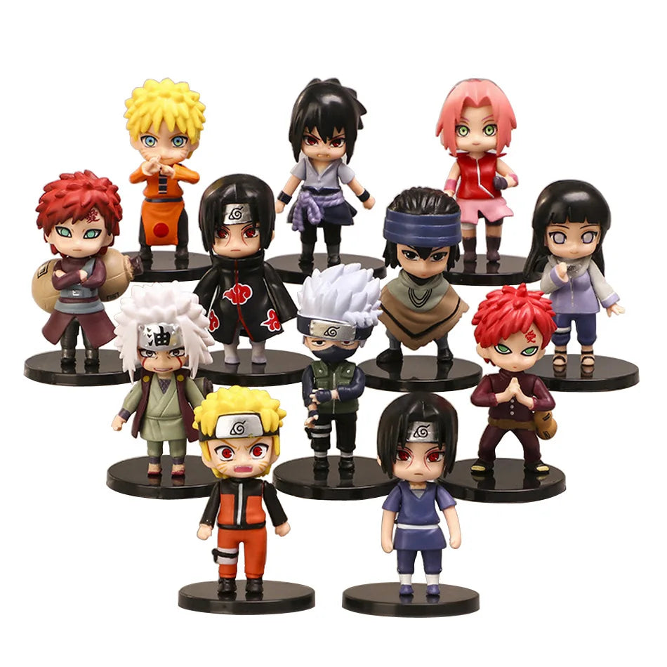 Conjunto de 12 Mini Bonecos - Naruto Shippuden