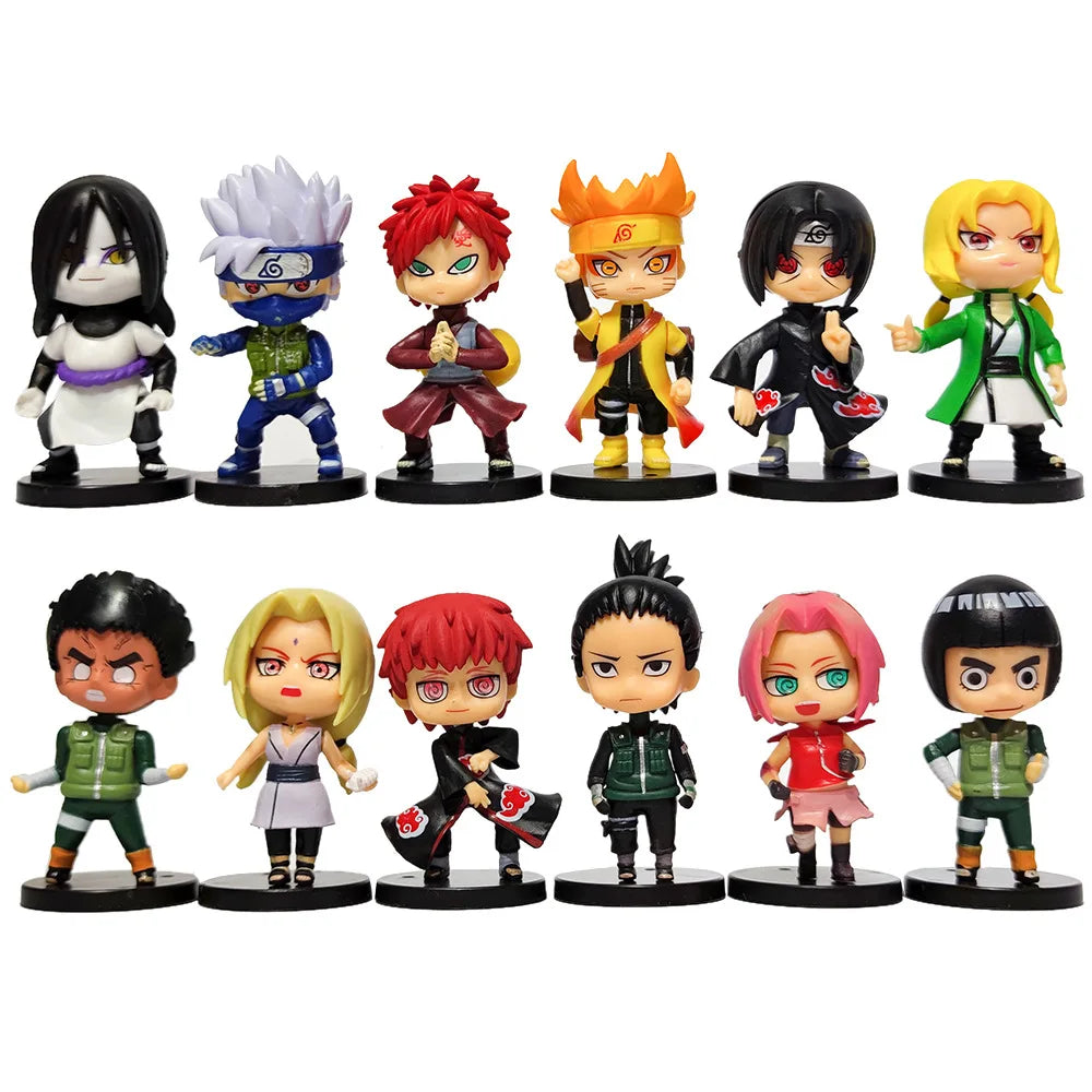 Conjunto de 12 Mini Bonecos - Naruto Shippuden